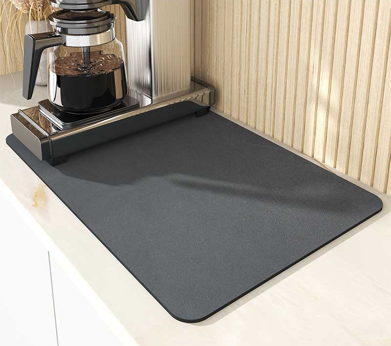 Tappetino Scolapiatti Assorbente 30x50cm - Per Cucina, Macchina Caff&egrave;, Nero Effetto Marmo