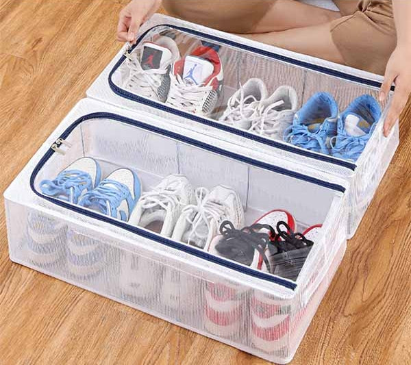 Organizer Per Scarpe Sotto Il Letto – Confezione Da 2 Contenitori Con Ruote Girevoli – Telaio Metallico - 5